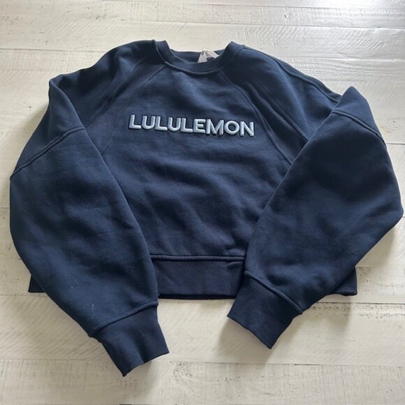 Lululemon Crew neck Cropped Navy Sweatshirt - Picture 1 of 3
